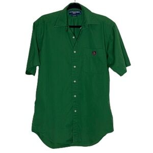 Ralph Lauren Golf Tilden Men"s Green Short Sleeve Button‎ Up Shirt Size S
